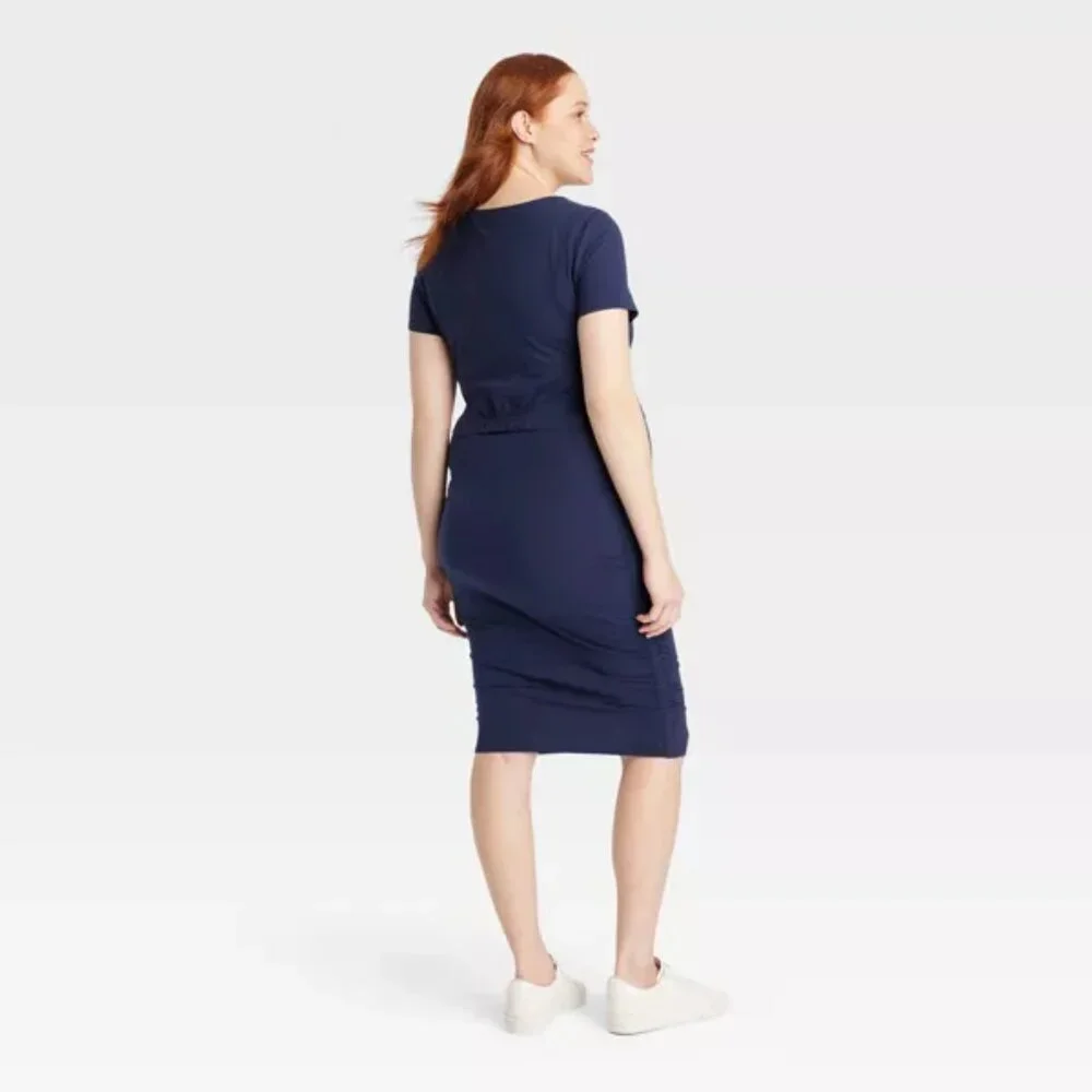 Short Sleeve Match Back Knit Maternity Skirt Set